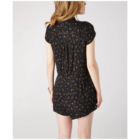 297 FREE PEOPLE Debby Dot Deeby Floral Romper Playsuit Black sz S Women's Casual - Picture 8 of 14